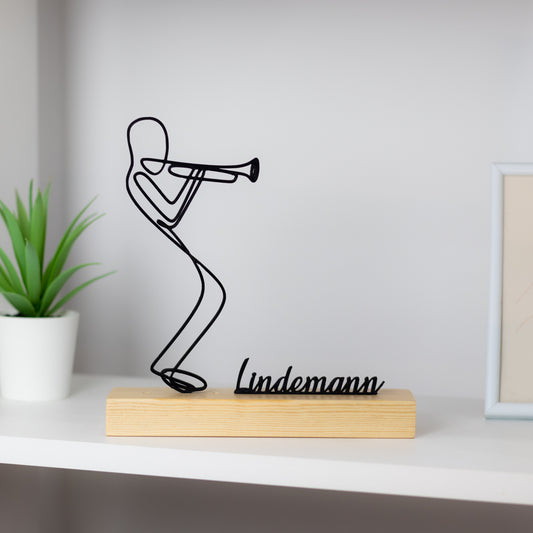 Trompetista Trompete com Base de Madeira ✨ baixo contrabaixo baixista escultura idéias prenda personalizada