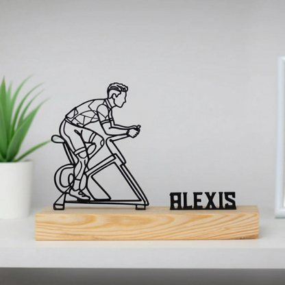 Escultura de ciclista indoor, spinning.